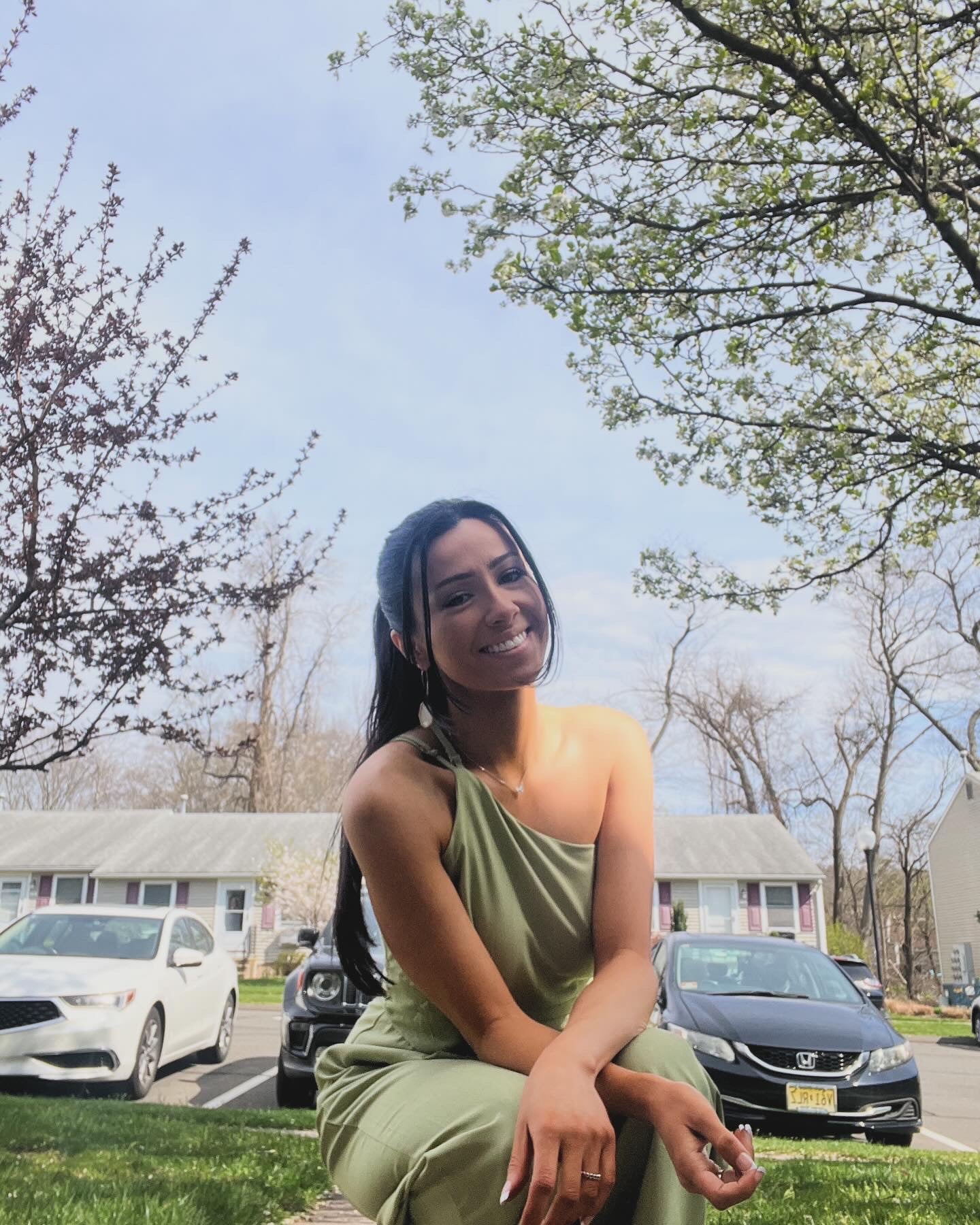 One Shoulder Green Jumpsuit