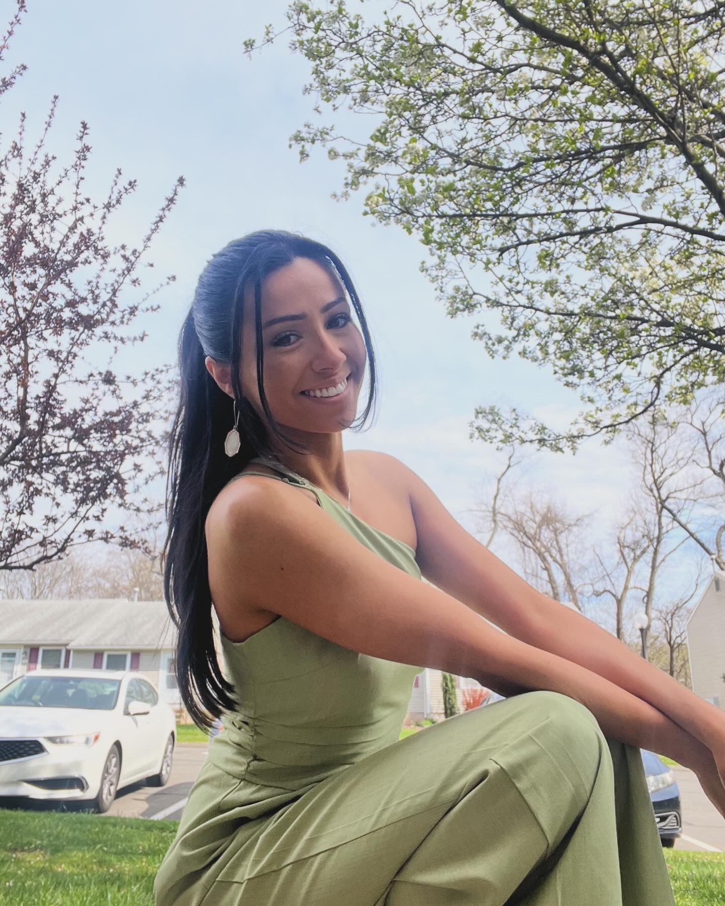 One Shoulder Green Jumpsuit