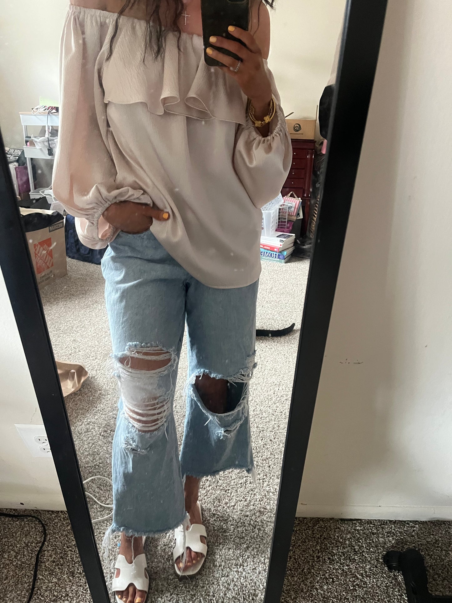 Oatmeal Off The Shoulder Top