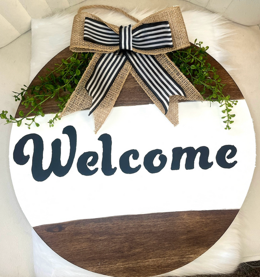 16" Wooden Round Welcome Sign