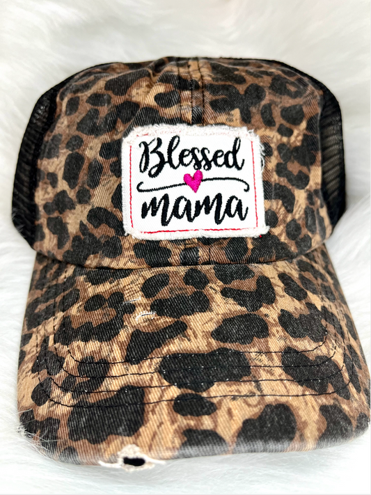 Blessed Mama Leopard Print Hat