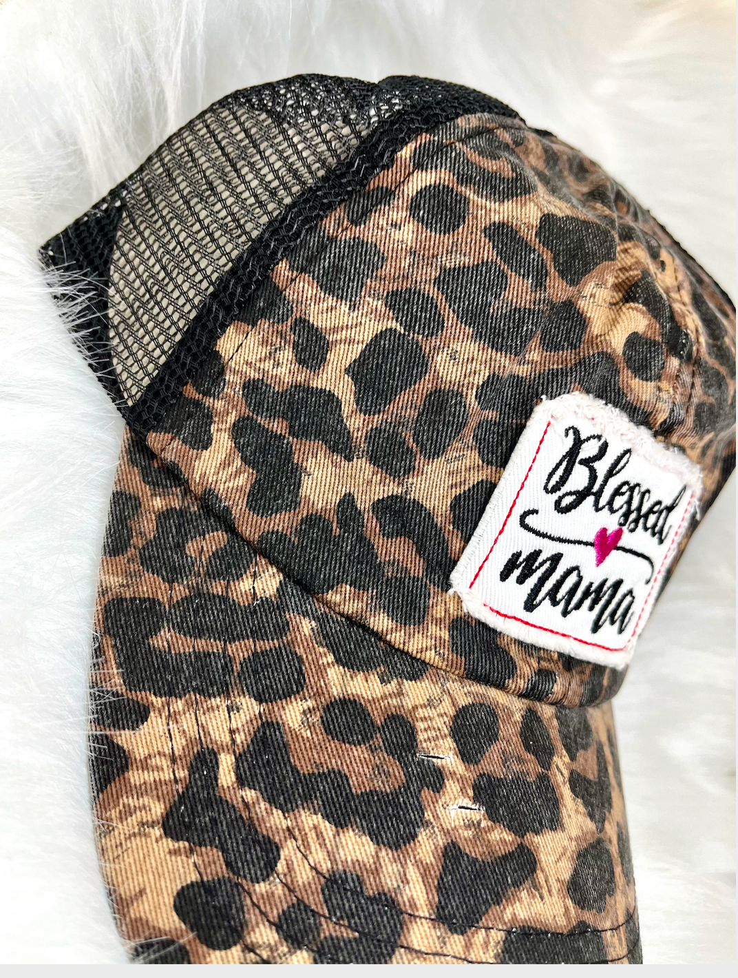 Blessed Mama Leopard Print Hat