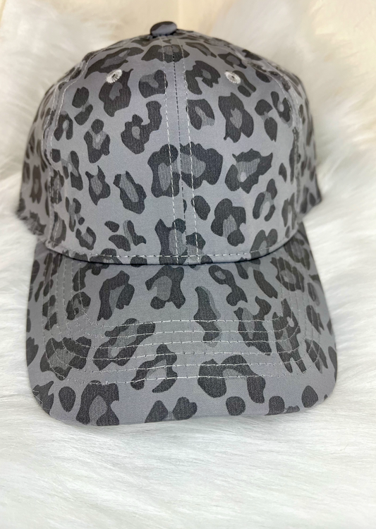 Gray Leopard Print Hat