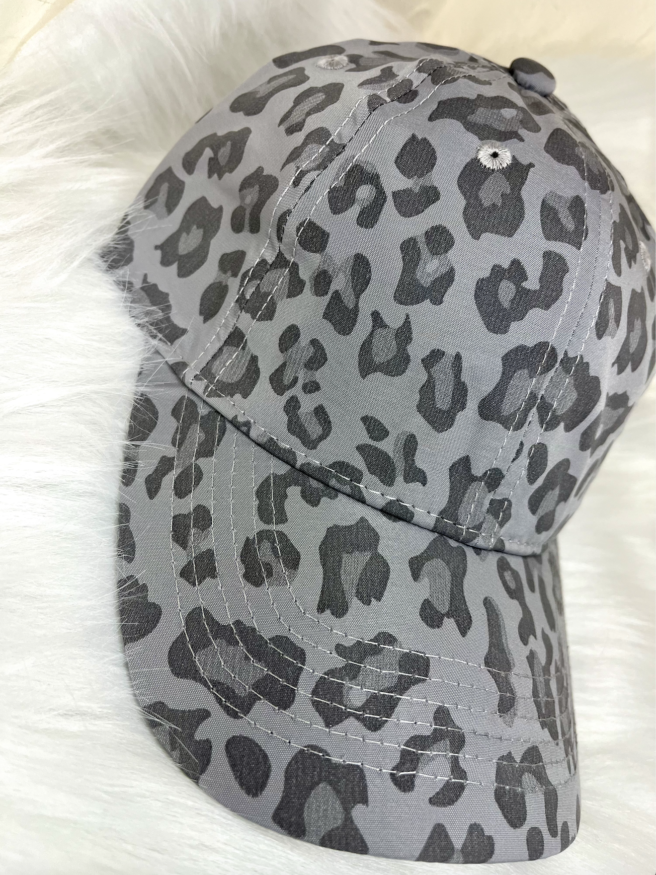 Gray Leopard Print Hat