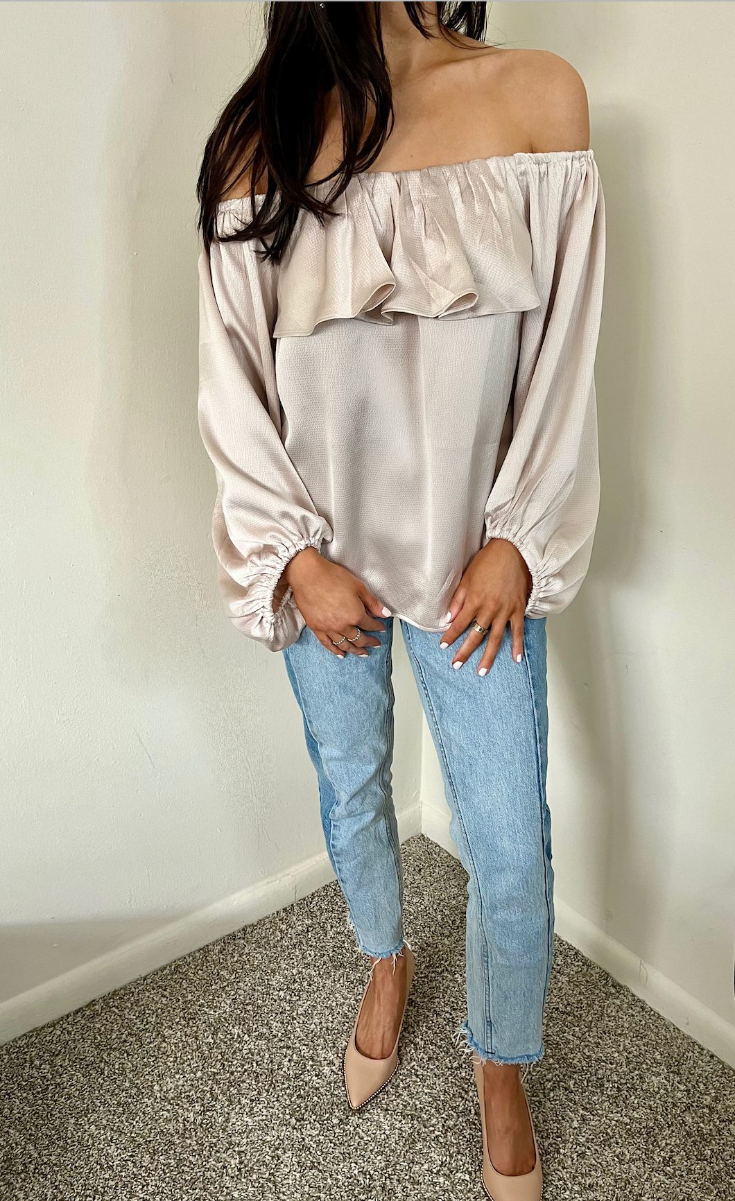 Oatmeal Off The Shoulder Top