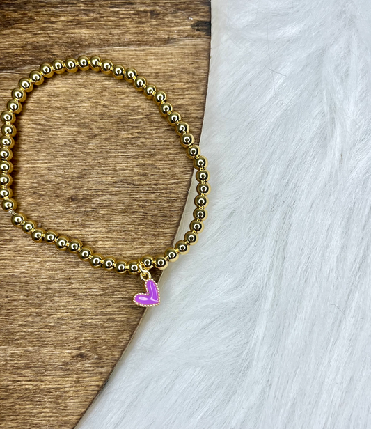 Purple Heart Ball Chain Bracelet