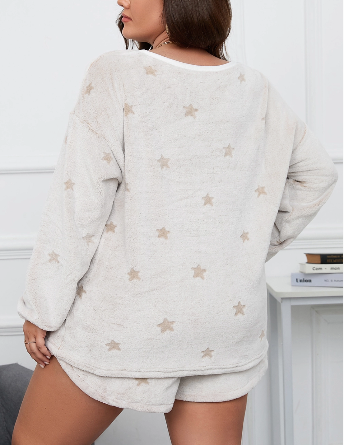 Plus Size Plush Star Top & Shorts Set