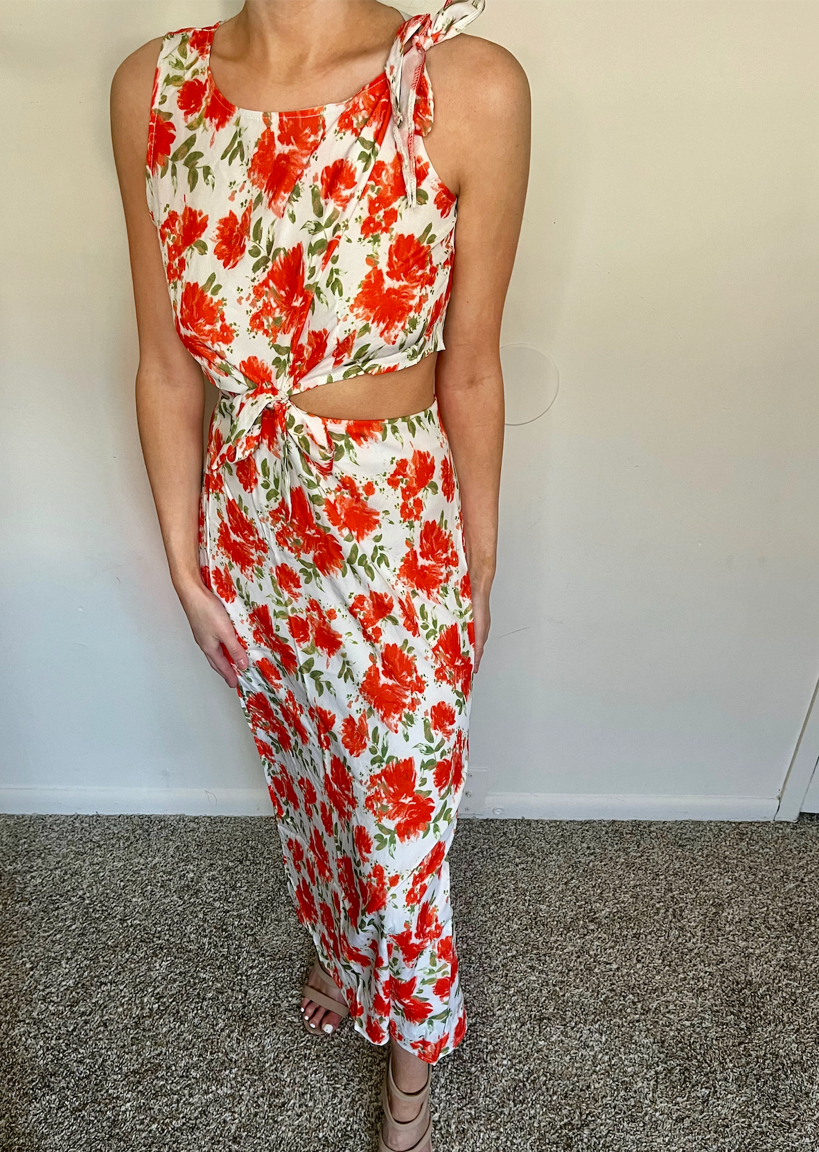 Floral Crop Top and Midi Skirt Set