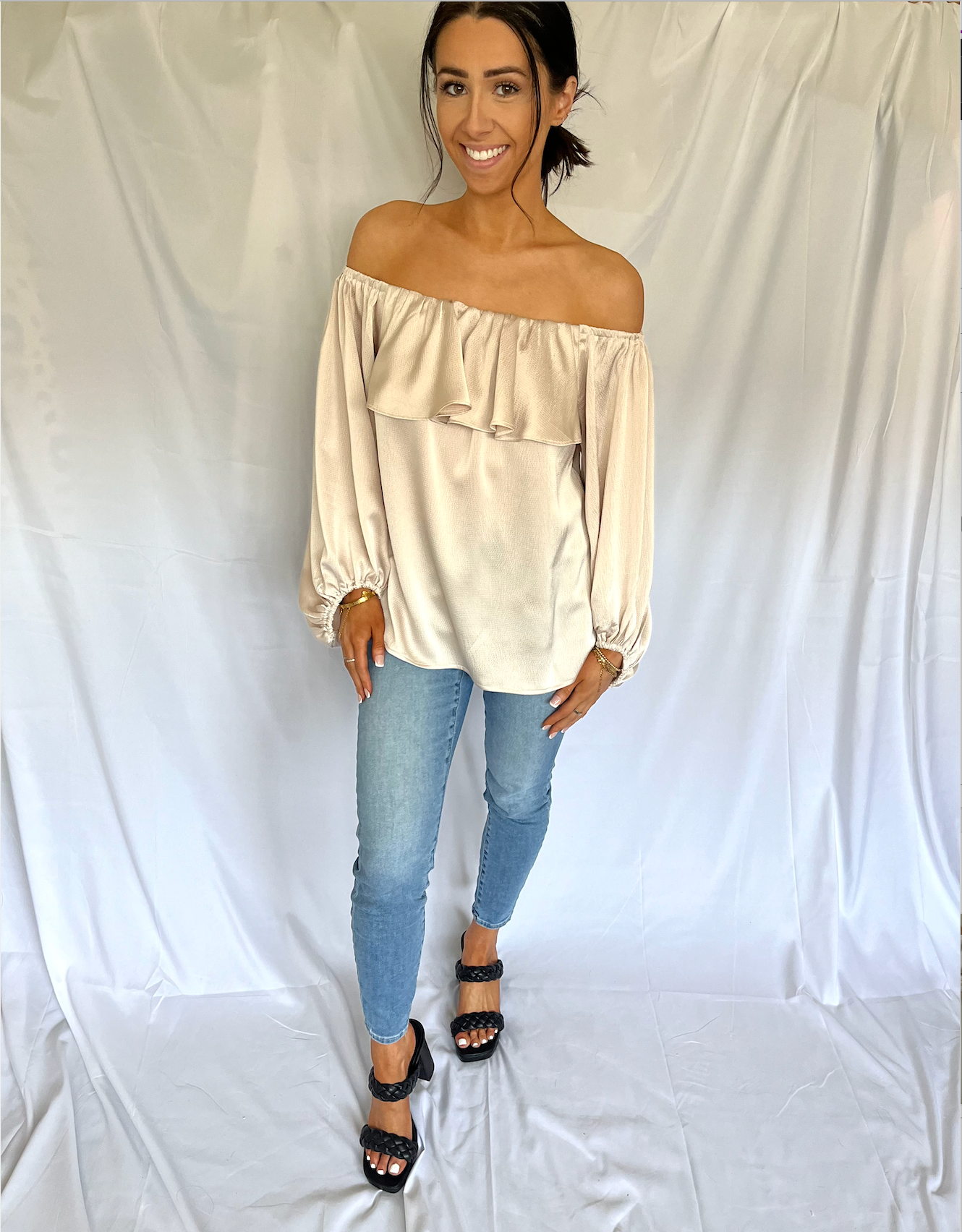 Oatmeal Off The Shoulder Top