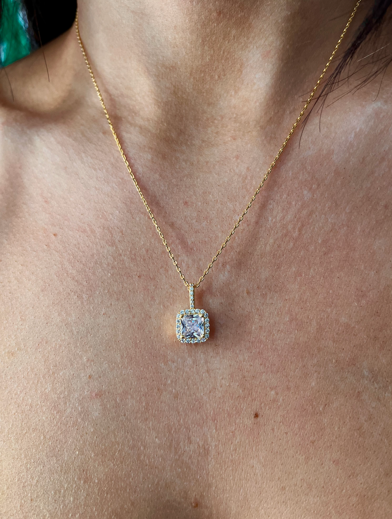 Square Rhinestone Necklace