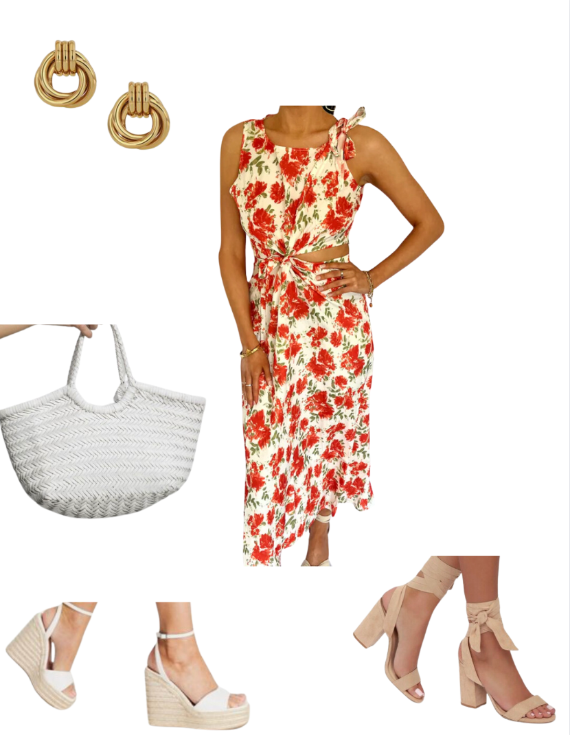 Floral Crop Top and Midi Skirt Set